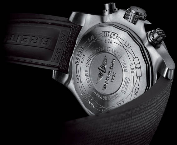 Breitling Avenger Bandit watch - titanium caseback - Perpetuelle
