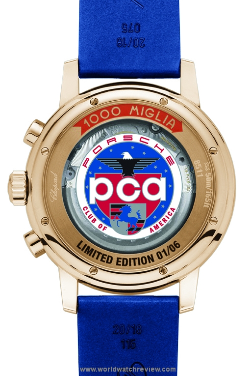 Chopard Mille Miglia for the Porsche Club of America (PCA) automatic chronograph in gold (sapphire back)