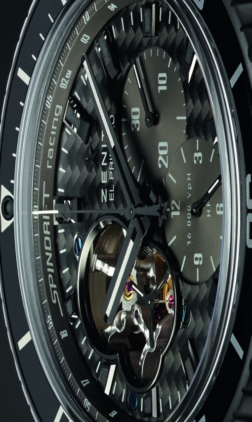 Zenith El Primero Stratos Spindrift Racing Special Edition automatic chronograph wristwatch (DLC steel, carbon fiber dial)