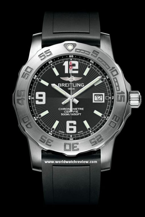 Breitling Colt 44 SuperQuartz watch with Volcano Black dial (front view)
